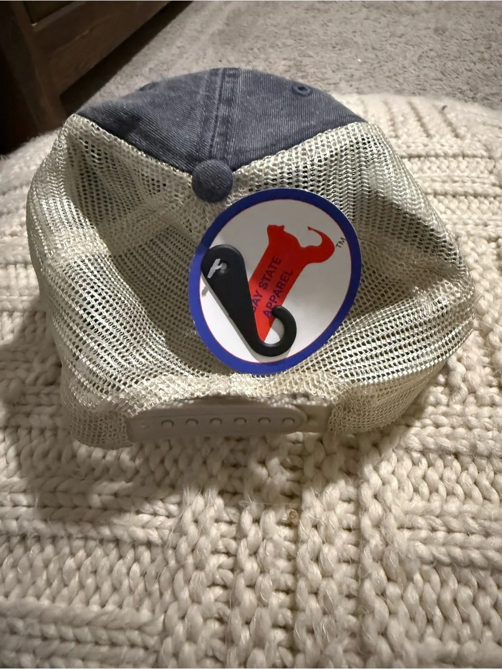 NWT Bay State Boston Shamrock Trucker Hat Navy Cream brand new
